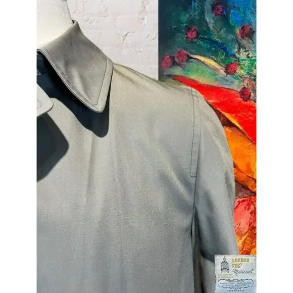 Vintage London Fog Mens 40L Khaki Tan Full Length Trench All Weather Rain Coat - Picture 2 of 15